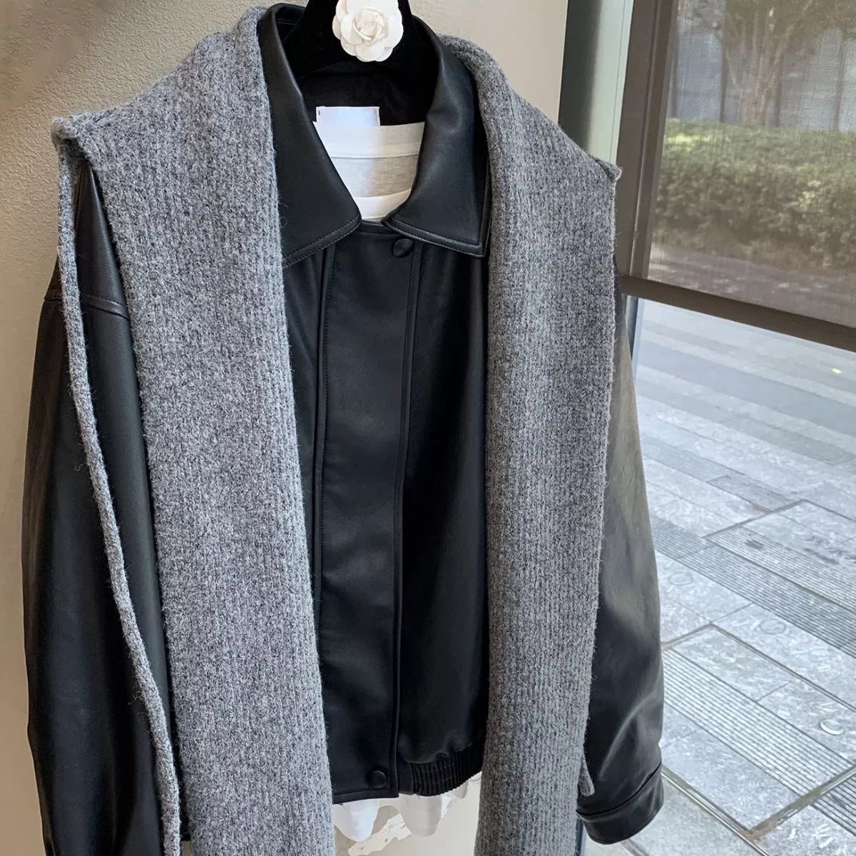 Cozy Knit Tie Scarf with Hooded Design