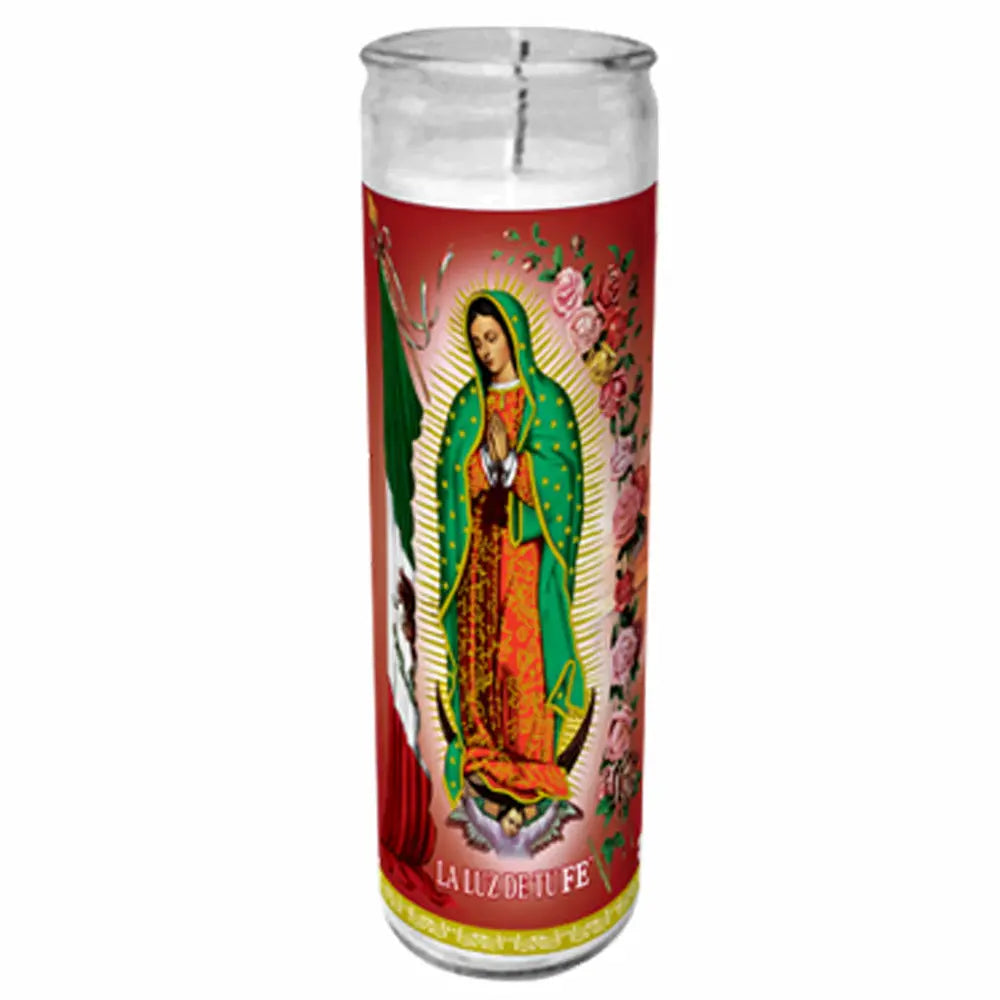 Virgen De Guadalupe Candle White tall
