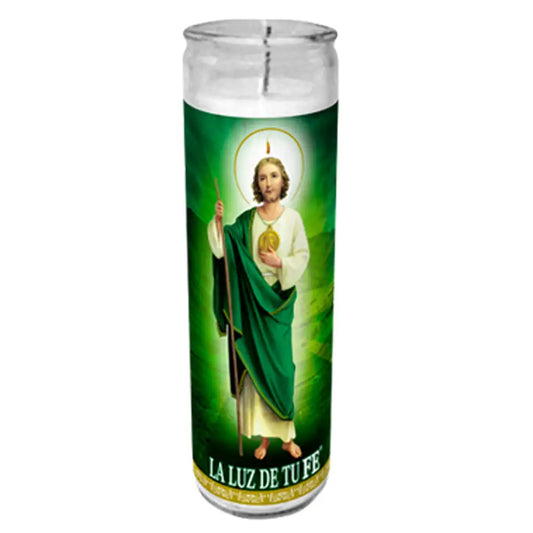 San Judas Tadeo Green Candle tall