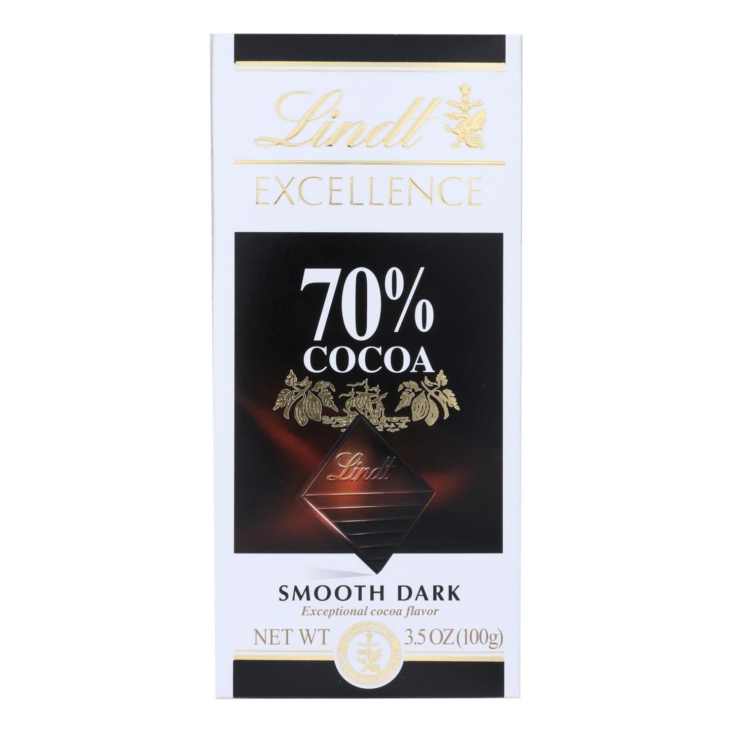 Lindt Dark Chocolate Bar, 70% Cocoa, Smooth Taste - 3.5 Oz Bars - Case of 12