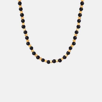 Agate Beaded Titanium Steel Necklace