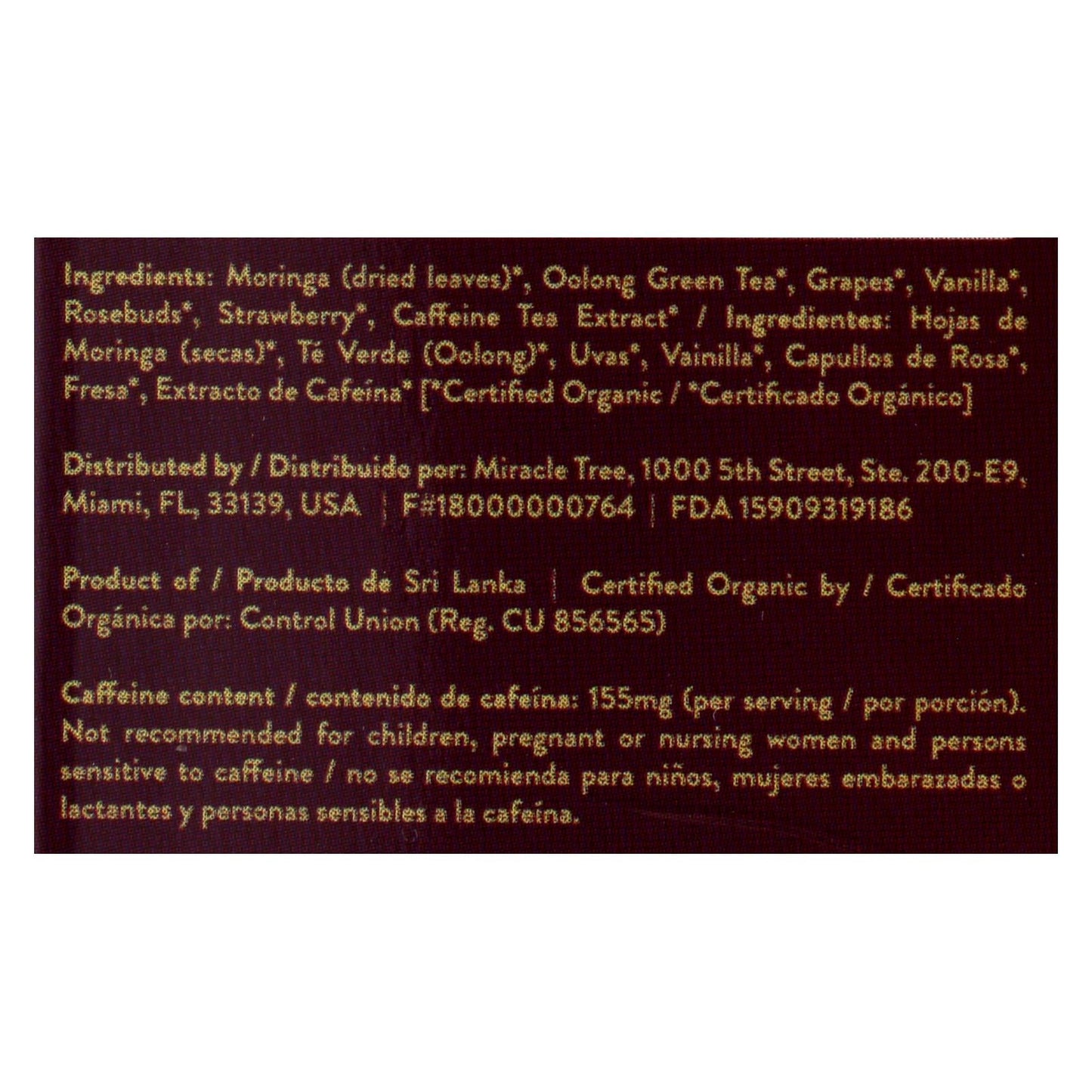 Miracle Tree Tea Moringa Grape Vanilla (Pack of 5) 16 Ct