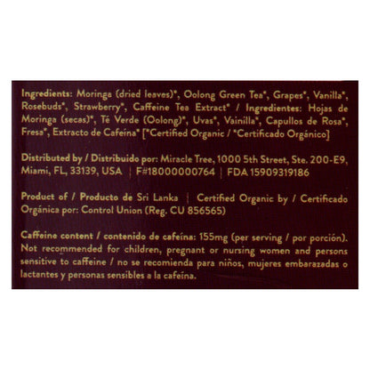 Miracle Tree Tea Moringa Grape Vanilla (Pack of 5) 16 Ct