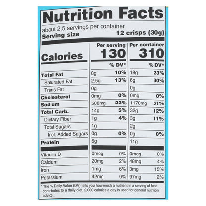 Hippie Snacks Cauliflower Crspz: 2.5 Oz Ranch Baked Cauliflower Crackers (Pack of 8)