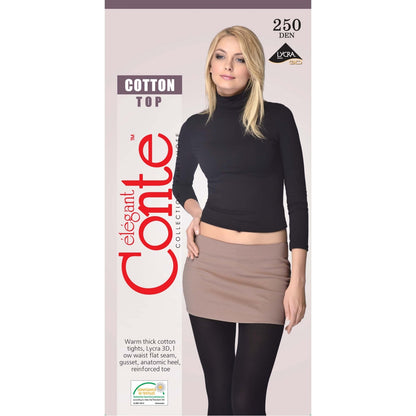 Conte Cotton Top 250 Den - Warm Opaque Low Waist Women's Tights (7С-36СП)