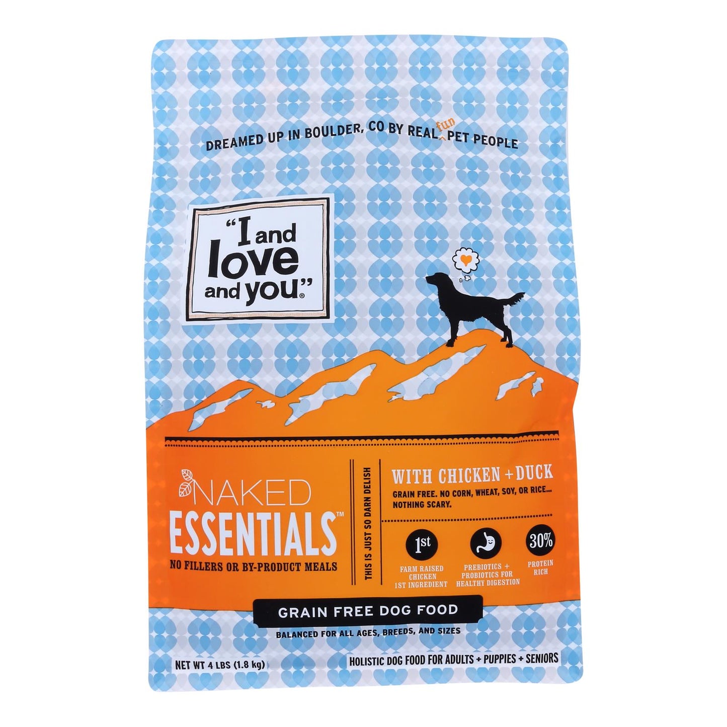 I And Love And You Chicken & Duck Dog Food Kibble, Case of 4 - 4 lb.