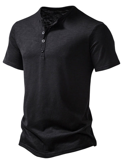 Men's Casual Button Detail T-Shirt