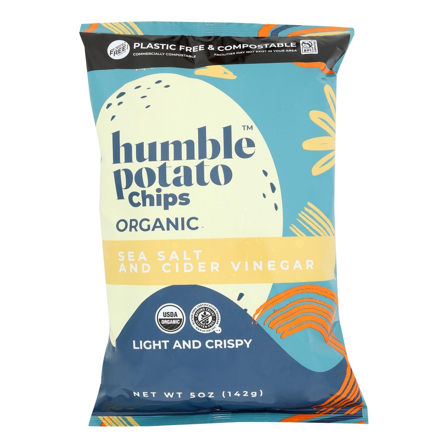 Humble Potato Chips, Sea Salt and Vinegar - 5 oz (Pack of 12)