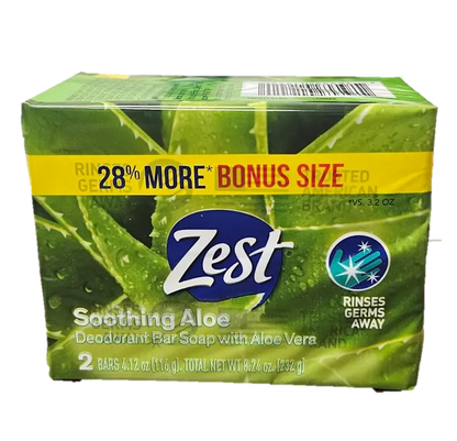 Zest Fresh Aloe Bar Soap 2pk 4.12 oz