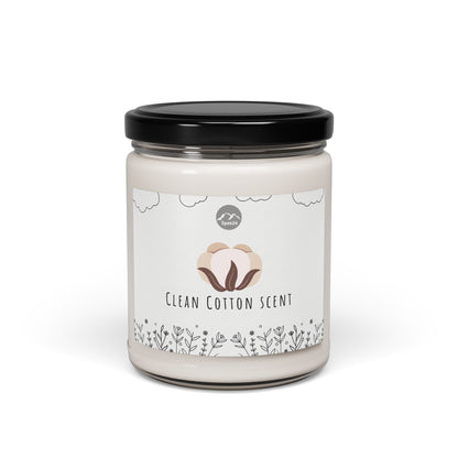 Clean Cotton Scented Soy Candle, Aromatherapy Candle, Home Decor Gift, Eco-Friendly Candle, Relaxation Candle, Candle for Stress Relief-- 9oz