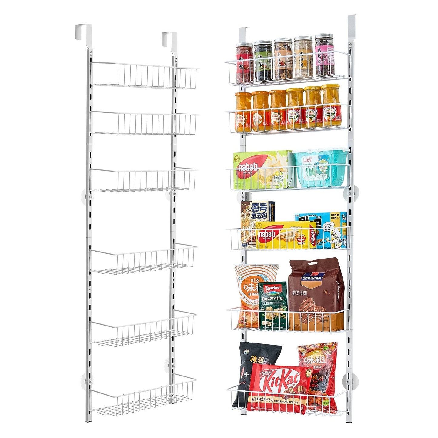6-Tier Over The Door Pantry Organizer Hanging Storage Rack Adjustable Kitchen