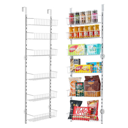 6-Tier Over The Door Pantry Organizer Hanging Storage Rack Adjustable Kitchen