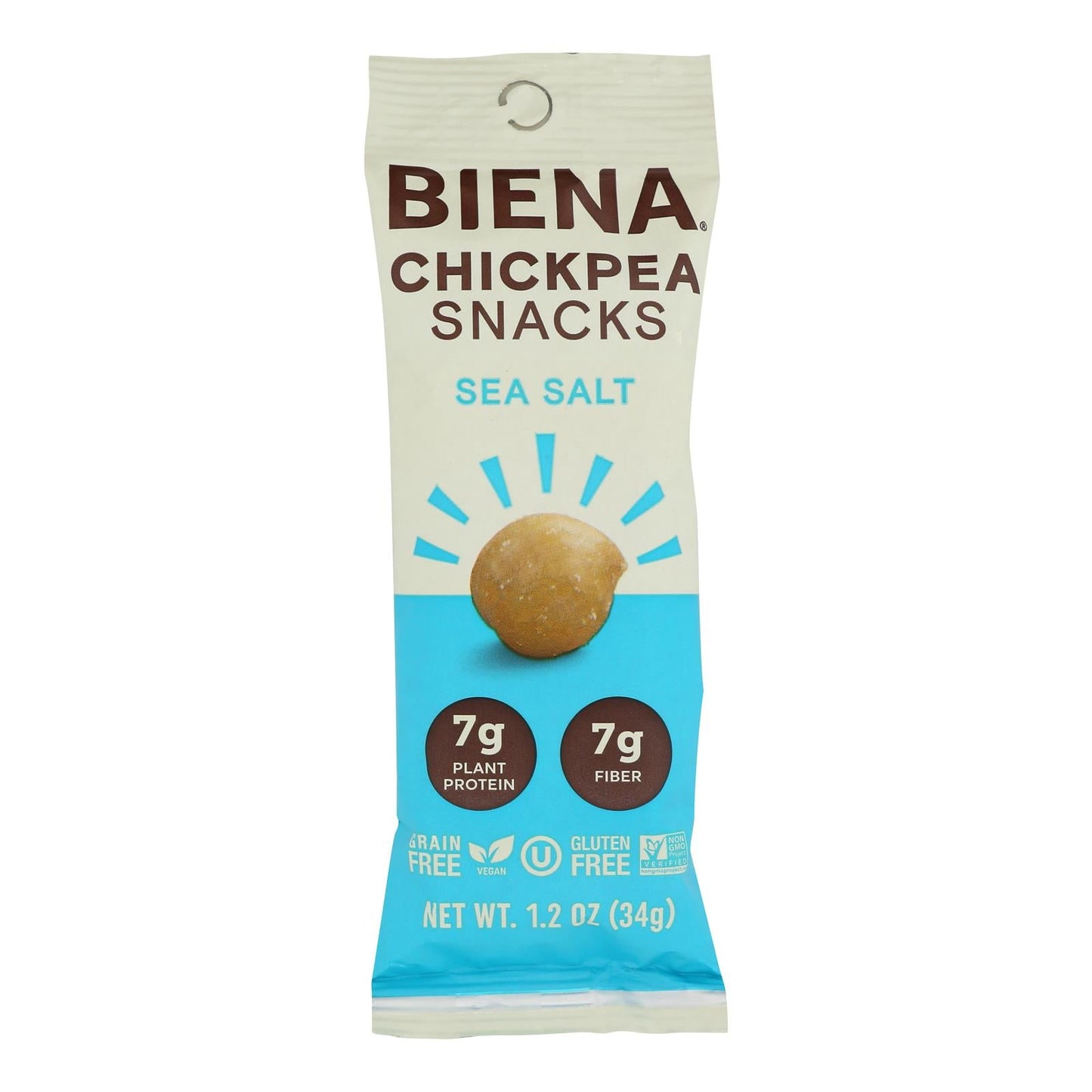 Biena Roasted Chickpea Snacks, Sea Salt, 1.2 oz, Case of 10