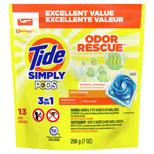 Tide Simply Pods Odor  3in1 Rescue Liquid Laundry Detergent 13 ct