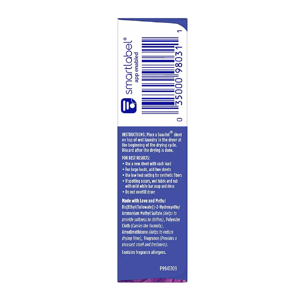 Suavitel Softerner Sheets Lavender 18 ct