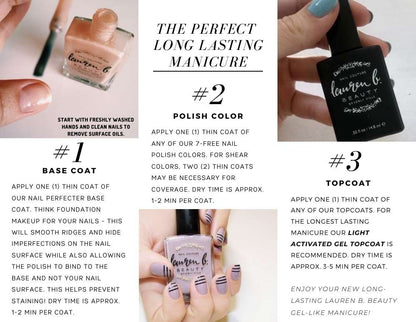 Nail Perfecter + Light Activated Gel-like Top Coat Set  - 7 free + Vegan Nail Polish