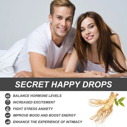 Secret Happy Drops, Intimate Support Supplement With Muira Puama & Tribulus Terrestris Extract, Boost Energy & Enhance Intimate Connection For Couples, 30ml Oral Liquid