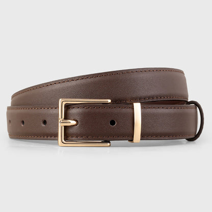 Leather Belt with Golden Buckle
