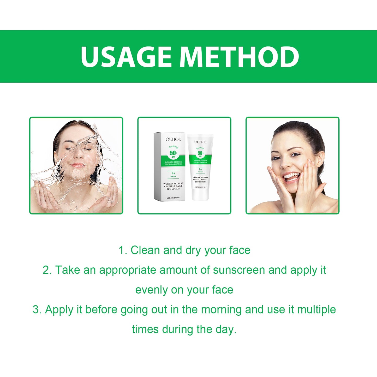 OUHOE Wonder Release Centella Daily Sun Lotion, Summer Protective Hydrating Mild Isolation Protective Cream