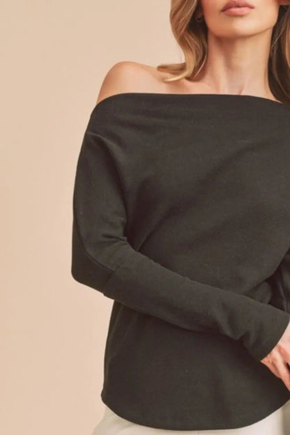 Aemi + Co One Shoulder Long Sleeve Knit Top
