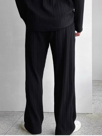 Men's Full Size Textured Button Up Shirt and Pants Set Plus Size
