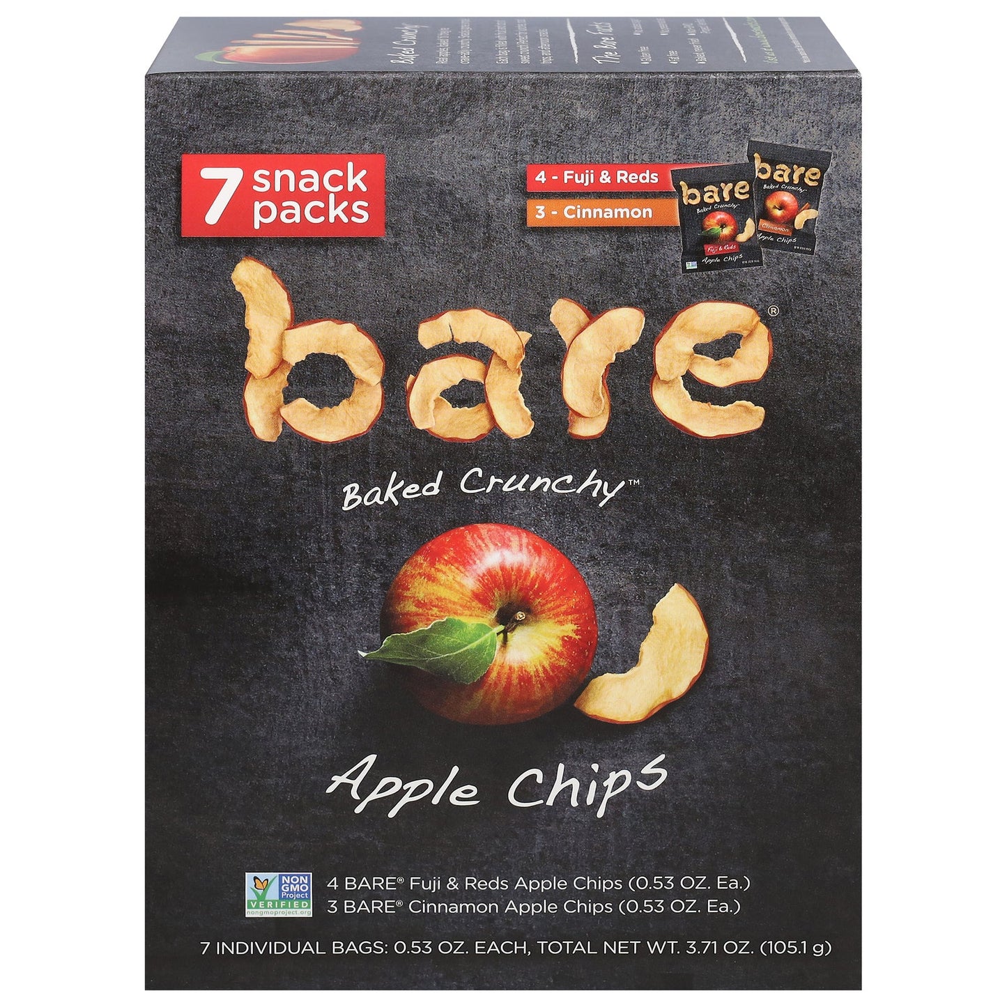 Bare Fruit Apple Chip Variety Snack Pack, Case of 6 - 7.53 oz.