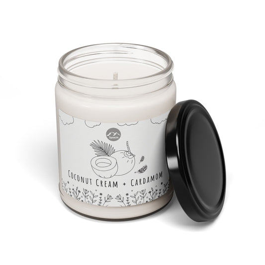 Coconut Cream Cardamom Soy Candle, Relaxing Aromatherapy Gift, Home Fragrance, Eco-Friendly Candle, Self-Care, Cozy Decor -- 9 oz