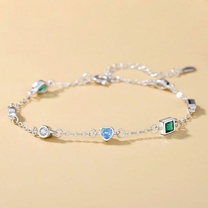 925 Sterling Silver Geometric Charm Bracelet
