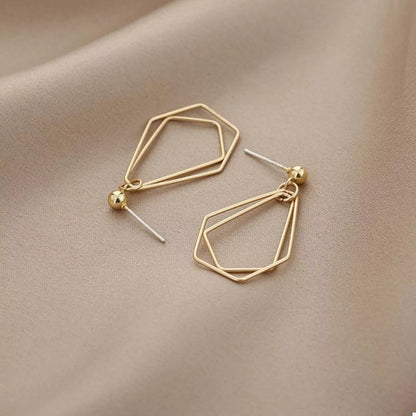 18K Gold-Plated Alloy Geometric Wire Drop Earrings