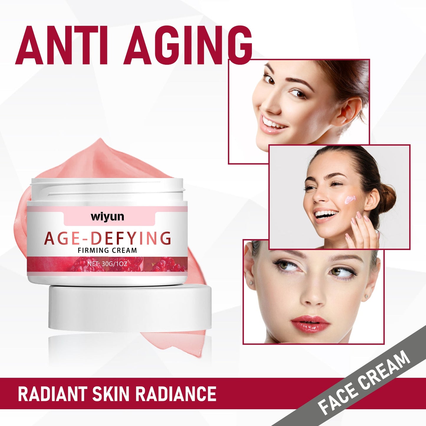 Wiyun Age Defying Firming Cream, Reduce Wrinkle Skin Slack Firming Bright Smooth Elastic Moisturizing Cream