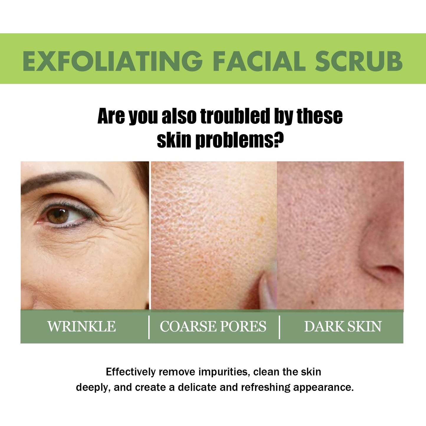 Hoygi Exfoliating Facial Scrub, Deep Cleaning Removes Impurities From Fine Lines Firming Delicate Refreshing Smooth Cream