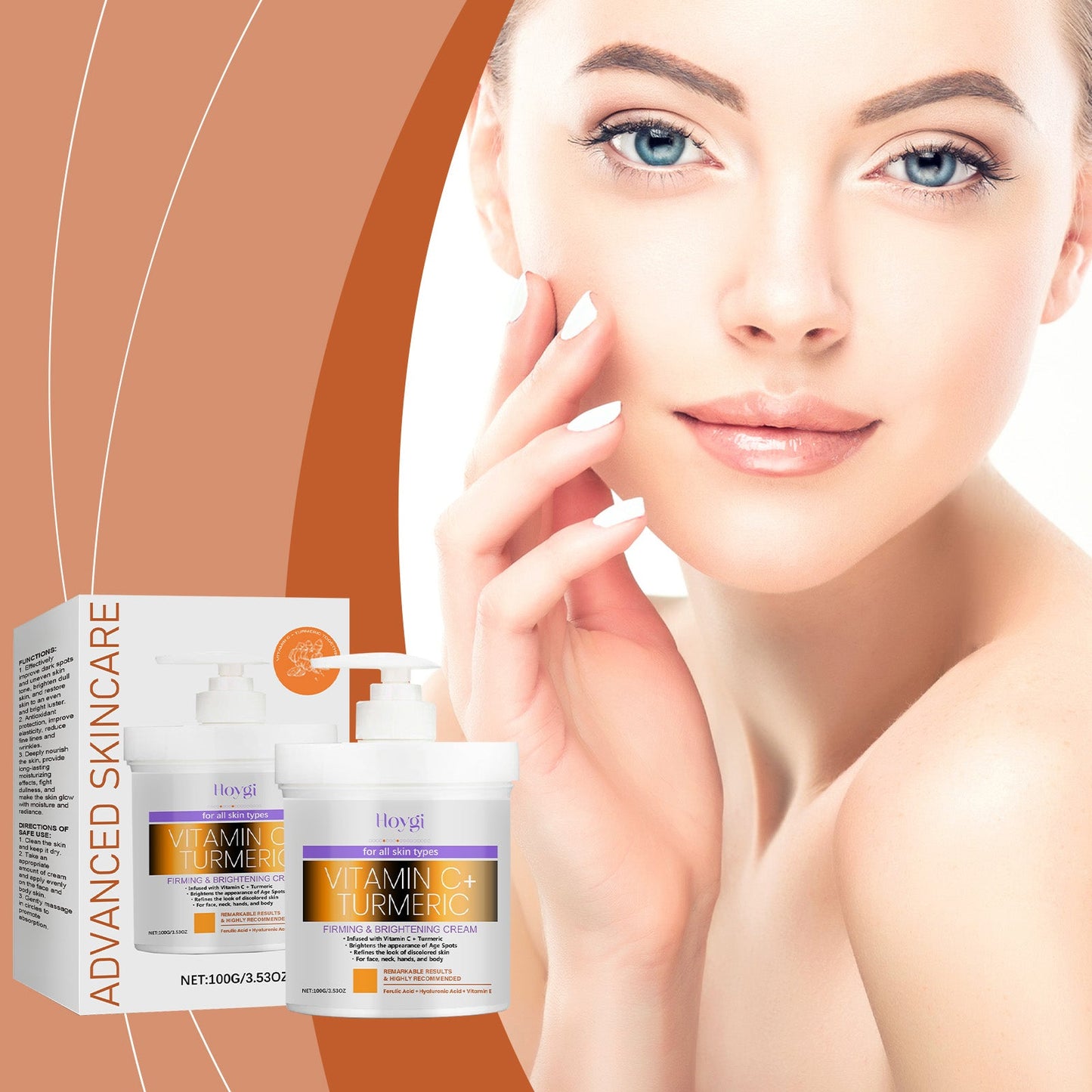 Hoygi Turmeric Vitamin C Firming And Brightening Cream Hydrates, Moisturizes, Nourishes And Moisturizes Skin And Beautifying Body Cream