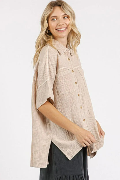 Mittoshop Mineral Wash Gauze Oversized Short Sleeve Shirt