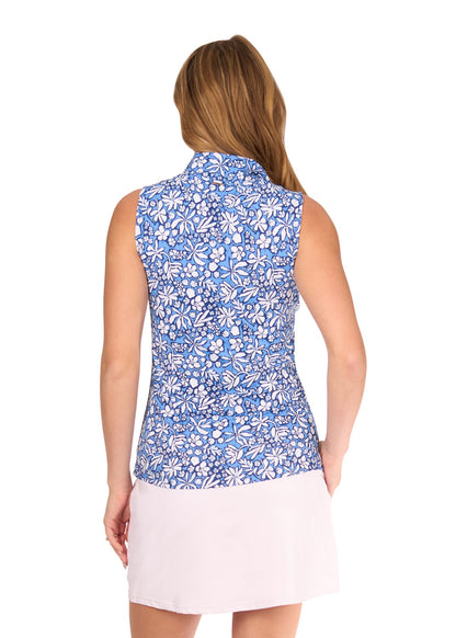 Seaside Floral 1/4 Zip Sleeveless Sport Top