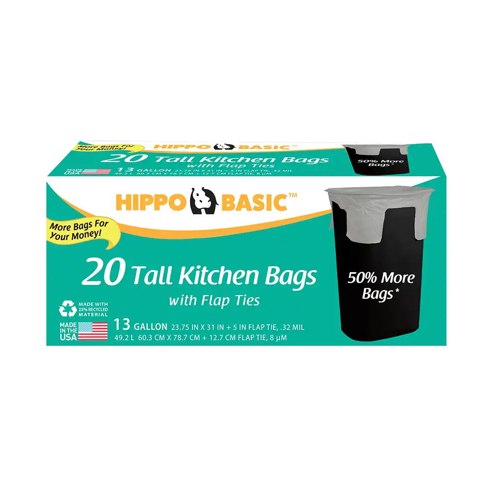 Hippo Sak Trash Bag with Flaps 20 ct 13 gal
