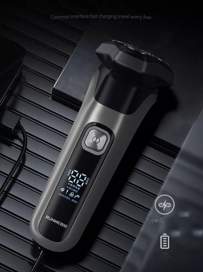 Men's Rechargeable Waterproof Rotary Shaver with LED Display