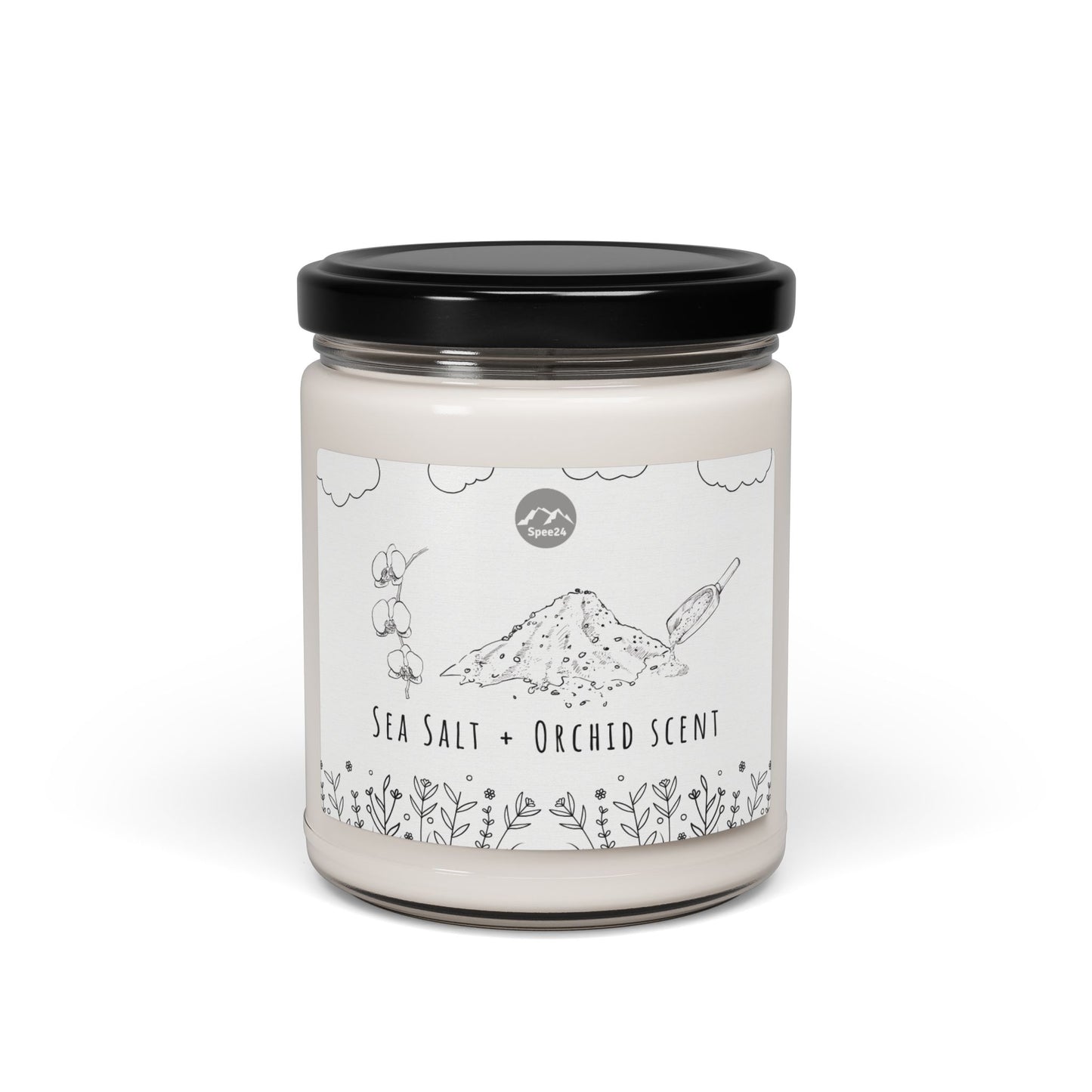 Serene Sea Salt + Orchid Scented Soy Candle, Natural Wellness Gift, Relaxation, Home Decor, Aromatherapy, Eco-Friendly -- 9 oz