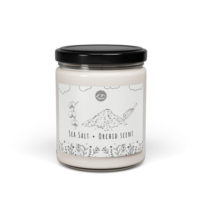 Serene Sea Salt + Orchid Scented Soy Candle, Natural Wellness Gift, Relaxation, Home Decor, Aromatherapy, Eco-Friendly -- 9 oz