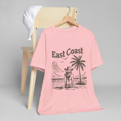 TS-038ML-24 women’s beach sketch shirt beach scene tee for women woman sitting on beach t-shirt beach lover shirt women’s coastal Art graphic tee