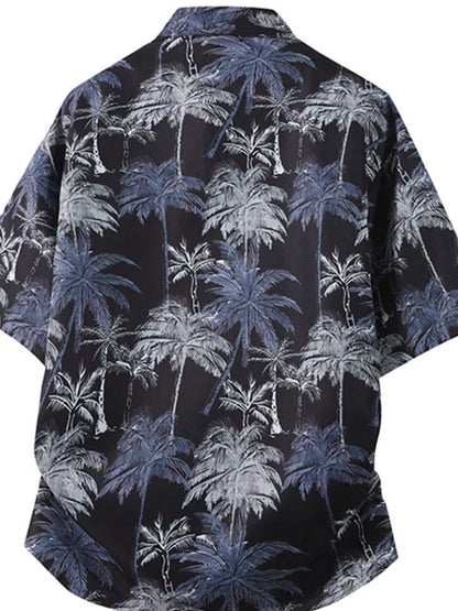 Men's Plus Size Tropical Print Short Sleeve Casual Shirt
