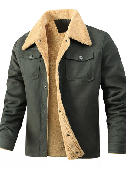 Men's Full Size Sherpa Lined Snap Down Jacket Plus Size