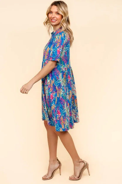 Haptics Johnny Collar Babydoll Dress with Side Pockets