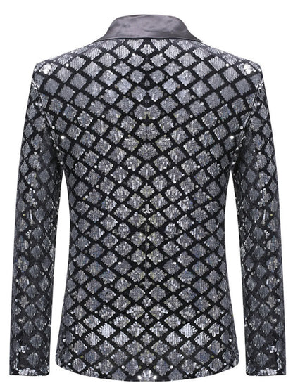 Men's Sequin One Button Blazer