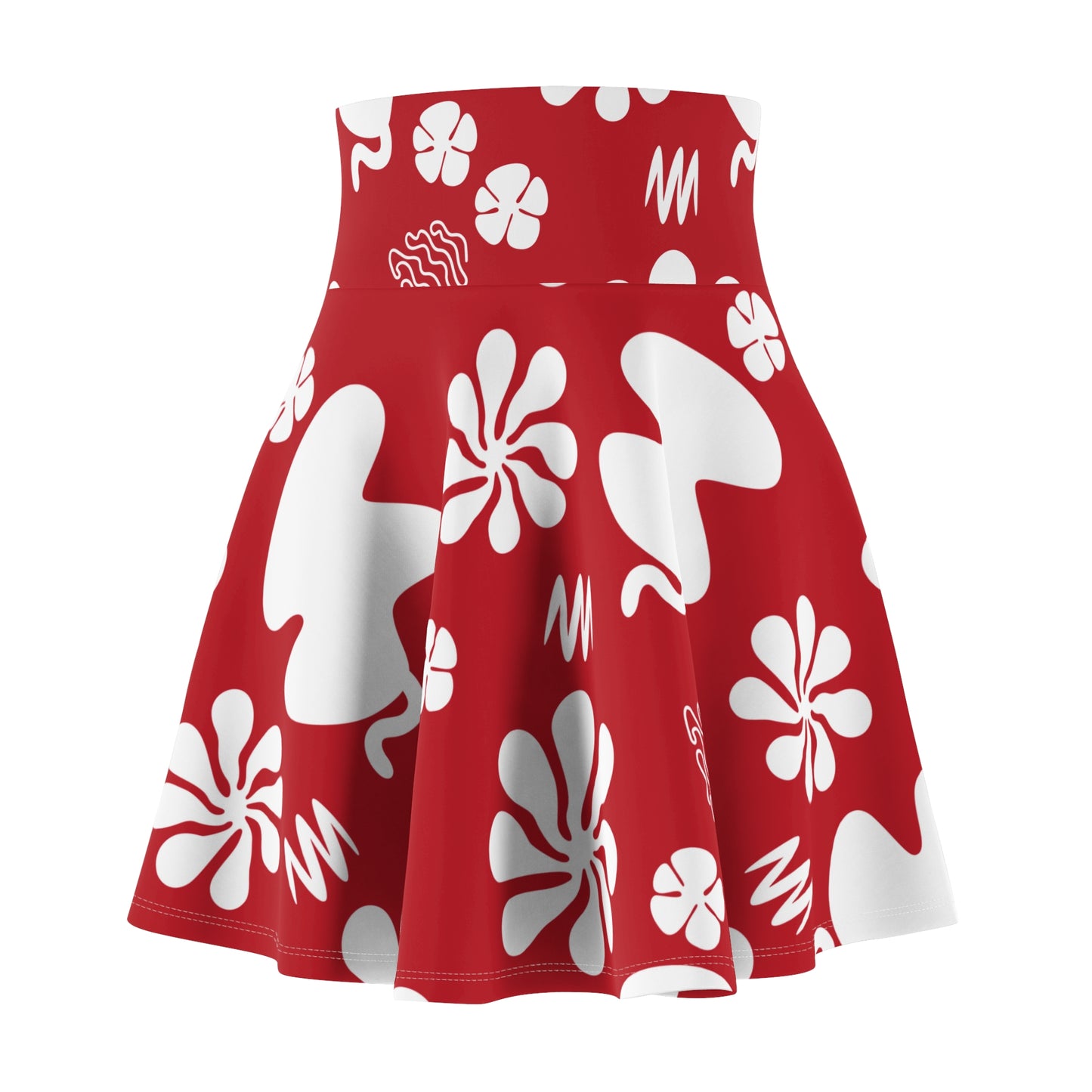 SK-043RD-24 High Waisted Skater Skirt Flared Skirt Plus Size Women's Skirt