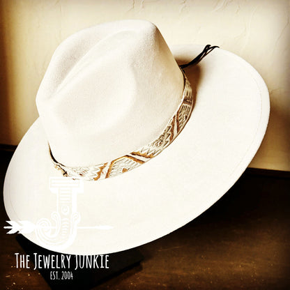 **Gold Aztec Embossed Leather Hat Band Only w/white Turq Slab 952a