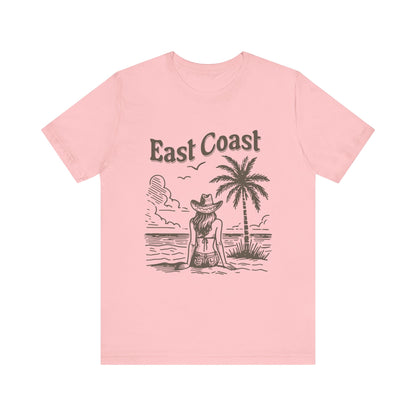 TS-038ML-24 women’s beach sketch shirt beach scene tee for women woman sitting on beach t-shirt beach lover shirt women’s coastal Art graphic tee
