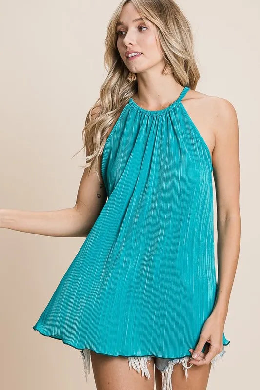 BiBi Pleating Knit Halter Neck Top