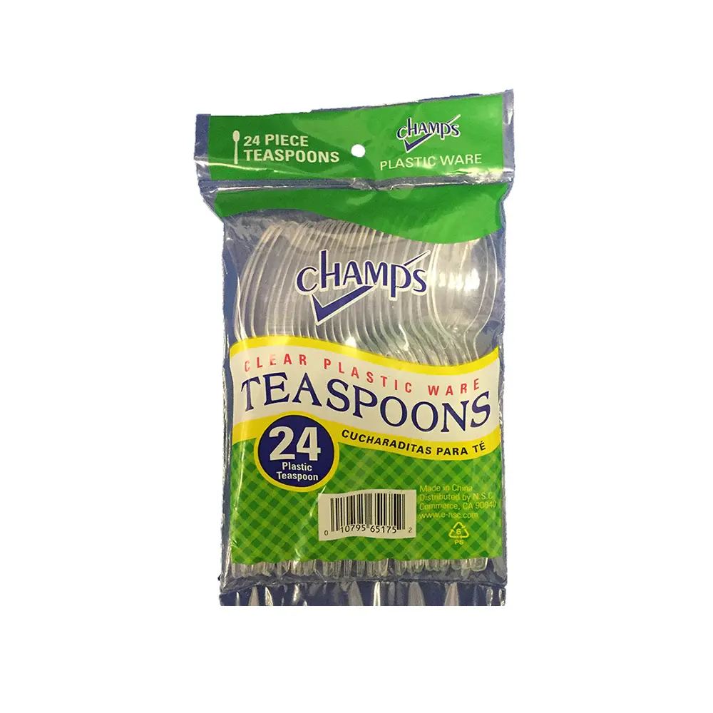 Champs Plastic Teaspoon Clear Heavy Duty 24 ct