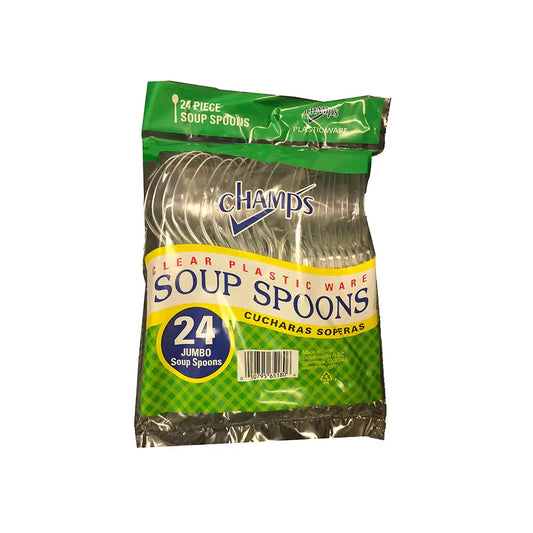 Champs Plastic Jumbo Soup Spoon Clear 24 ct lrg