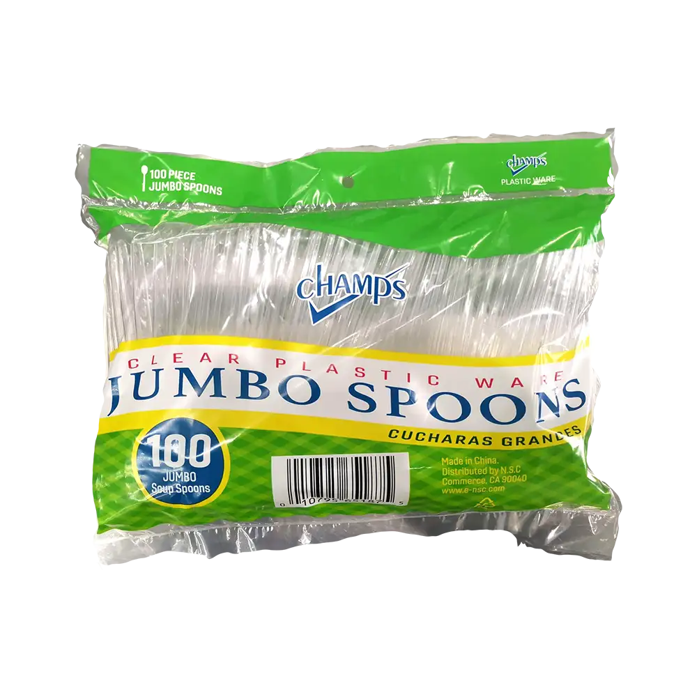 Champs Plastic Clear Jumbo Spoon Heavy Duty 100 ct jumbo